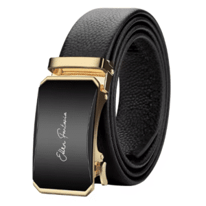Ceinture cowboy cuir noire boucle automatique dorée