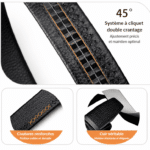 Ceinture cowboy cuir noire boucle automatique dorée (2)