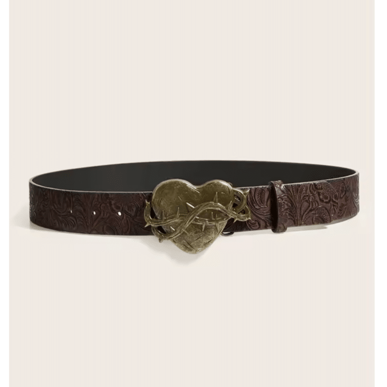 Ceinture cowboy femme boucle cœur sculptée style rétro (1)