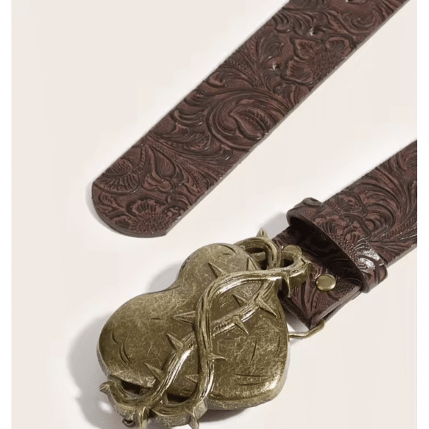 Ceinture cowboy femme boucle cœur sculptée style rétro (3)