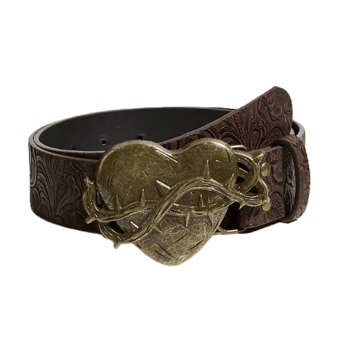 Ceinture cowboy femme boucle cœur sculptée style rétro (4)