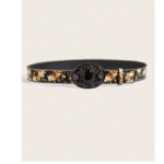 Ceinture cowboy femme noire fleurie à boucle médaillon vintage (4)