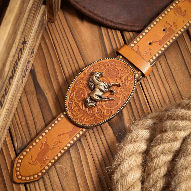 Ceinture cowboy grande boucle cheval rétro (5)