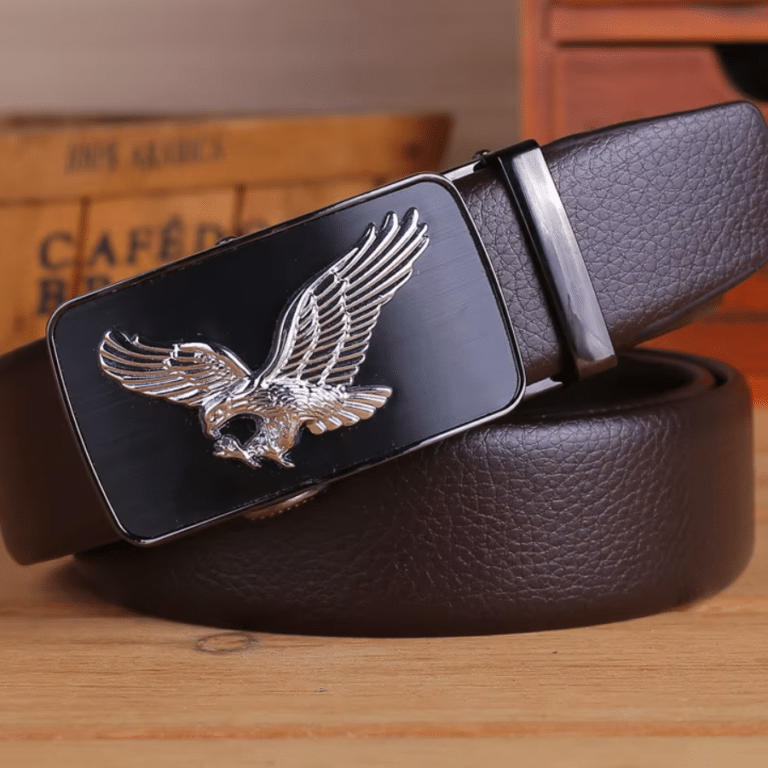 Ceinture cowboy grande taille à boucle automatique aigle argenté (1)