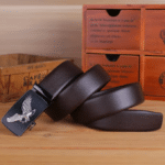 Ceinture cowboy grande taille à boucle automatique aigle argenté (2)