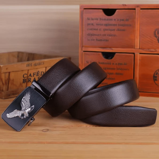 Ceinture cowboy grande taille à boucle automatique aigle argenté (2)
