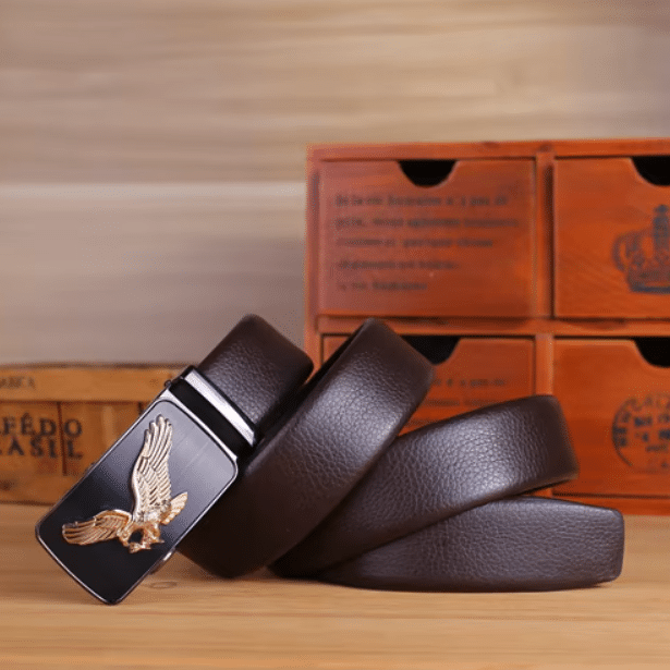 Ceinture cowboy grande taille à boucle automatique aigle doré (3)