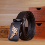 Ceinture cowboy grande taille à boucle automatique aigle doré (4)