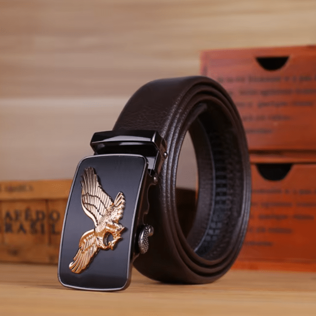Ceinture cowboy grande taille à boucle automatique aigle doré (4)
