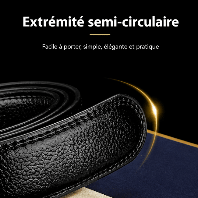 Ceinture cowboy noir cuir pour boucle automatique (3)