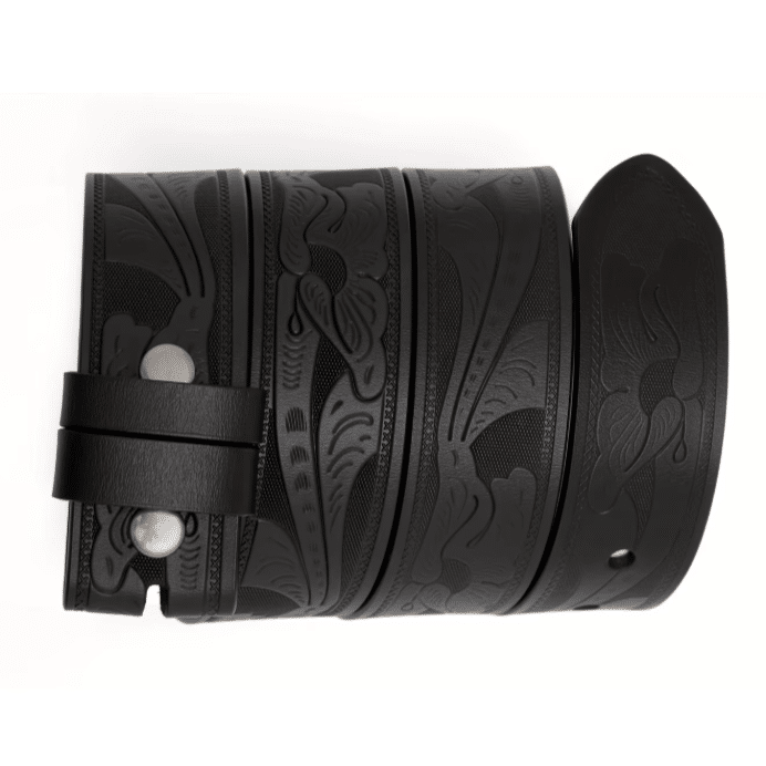 Ceinture cowboy noir motifs western sans boucle (3)