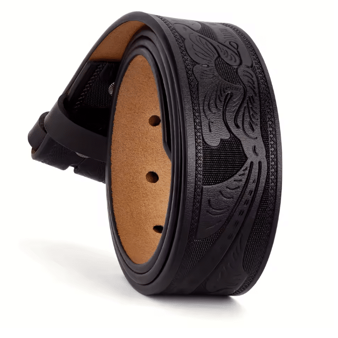 Ceinture cowboy noir motifs western sans boucle (4)