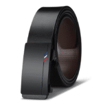 Ceinture cowboy noire boucle automatique mate détail tricolore