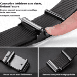 Ceinture cowboy noire boucle automatique mate détail tricolore (3)