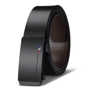Ceinture cowboy noire boucle automatique mate détail tricolore
