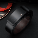 Ceinture cowboy noire boucle automatique mate détail tricolore (5)