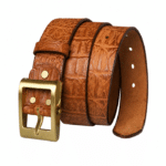Ceinture cuir de vache motif crocodile boucle laiton (1)