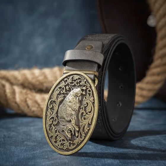 Ceinture de chasse boucle sanglier vintage (2)