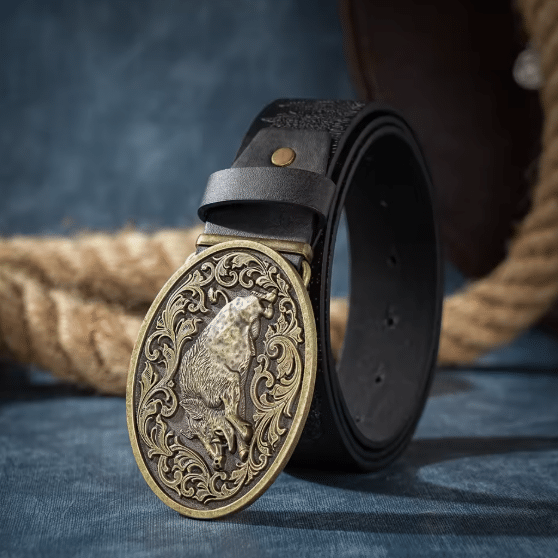 Ceinture de chasse boucle sanglier vintage (4)