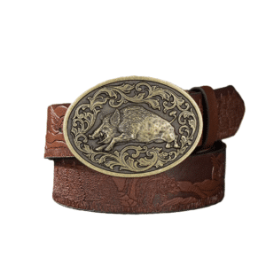 Ceinture de chasse boucle sanglier vintage
