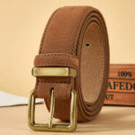 Ceinture western marron daim boucle dorée traditionnelle (1)