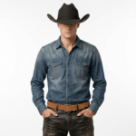 Ceinture western marron daim boucle dorée traditionnelle