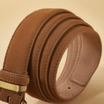 Ceinture western marron daim boucle dorée traditionnelle (2)