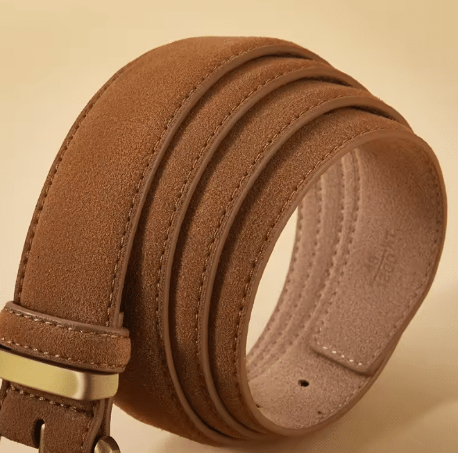 Ceinture western marron daim boucle dorée traditionnelle (2)
