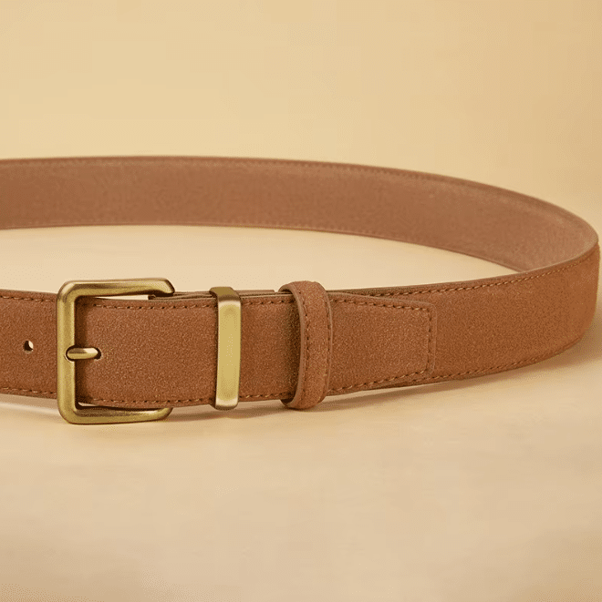 Ceinture western marron daim boucle dorée traditionnelle (3)