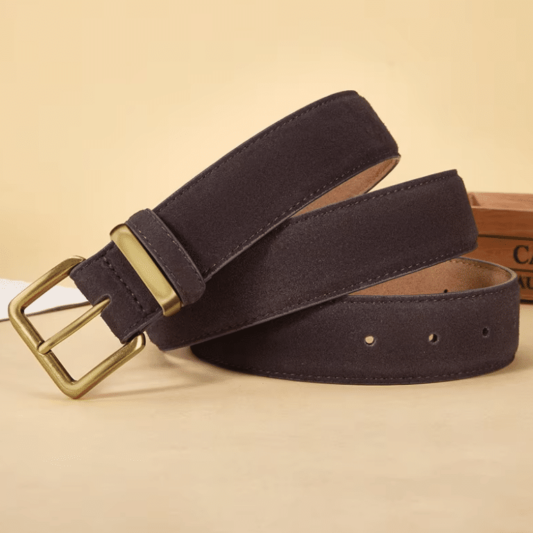 Ceinture western marron daim boucle dorée traditionnelle (5)