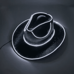 Chapeau cowboy avec éclairage LED blanc