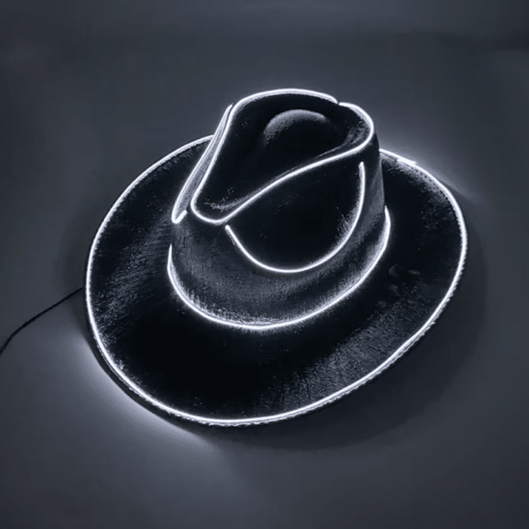 Chapeau cowboy avec éclairage LED blanc (1)