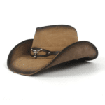 Chapeau cowboy femme​ en cuir motif taureau (4)