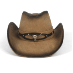 Chapeau cowboy femme​ en cuir motif taureau (5)