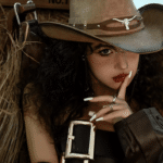 Chapeau cowboy femme​ en cuir motif taureau (6)