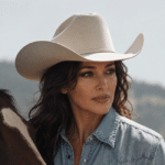Chapeau cowboy femme​​ blanc larges bords relevés