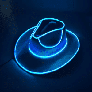 Chapeau cowboy avec éclairage LED bleu