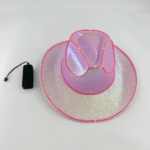 Chapeau cowboy lumineux led rose (1)