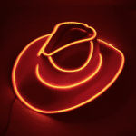 Chapeau cowboy rose éclairage led orange (1)