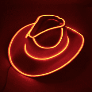 Chapeau cowboy rose éclairage led orange