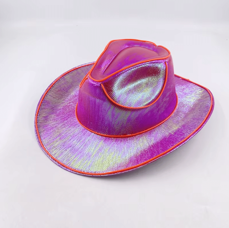 Chapeau cowboy rose éclairage led orange (2)