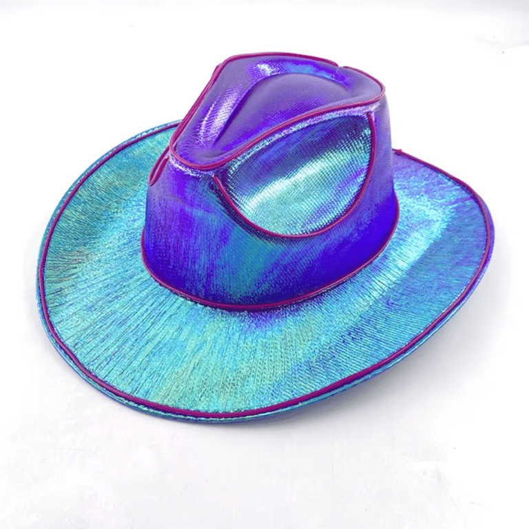 Chapeau cowboy style néon violet vintage (1)