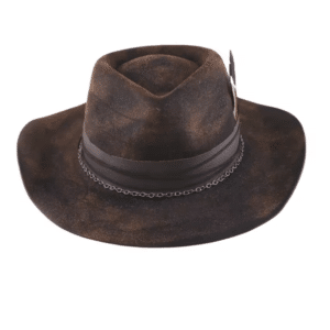 Chapeau de cowboy homme vintage fait main marron patiné