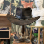 Chapeau de cowboy homme vintage fait main marron patiné (2)