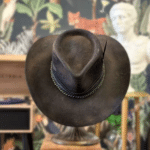 Chapeau de cowboy homme vintage fait main marron patiné (3)