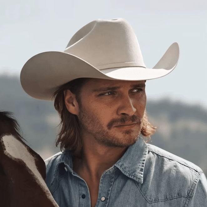 Chapeau de cowboy homme​ blanc larges bords relevés (5)