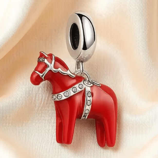 Charm pendentif cheval rouge en argent (2)
