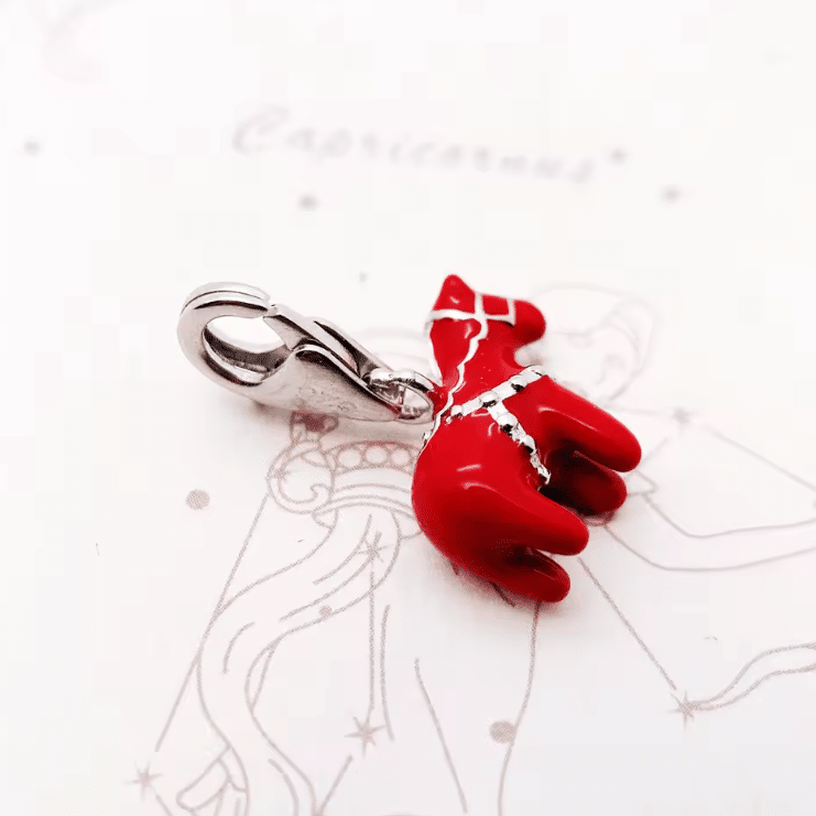 Charm pendentif cheval rouge en argent (3)