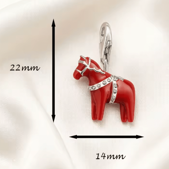 Charm pendentif cheval rouge en argent (4)