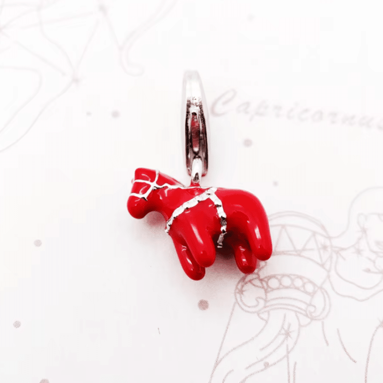 Charm pendentif cheval rouge en argent (6)
